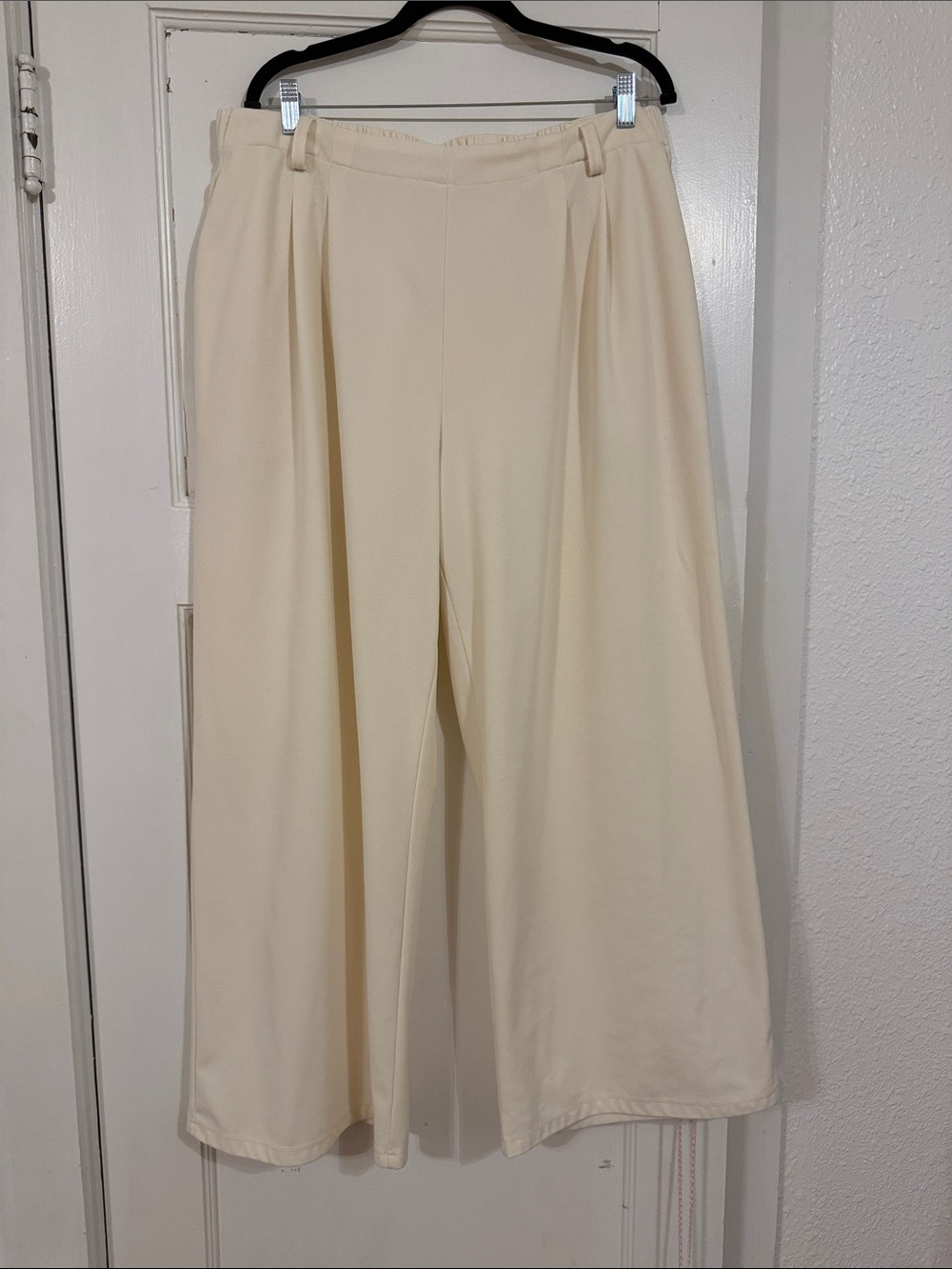 Wide-Leg Cream Women's Trousers